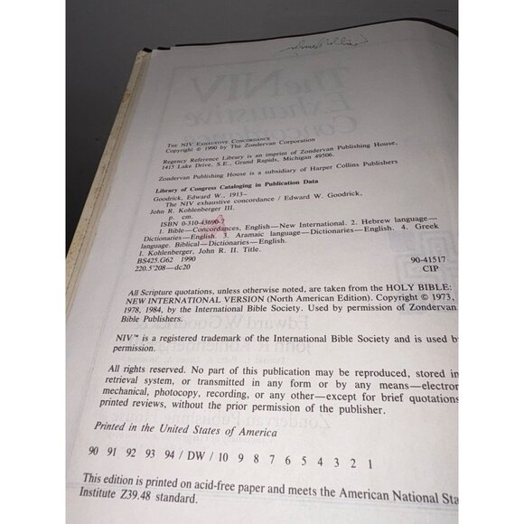 The NIV Exhaustive Concordance Hardcover Goodrick & Kohlenberger III Book 1990 - Picture 12 of 16